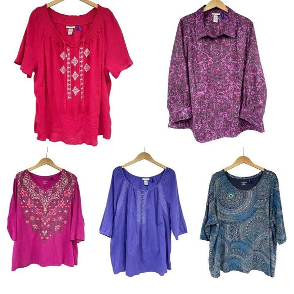 Catherine’s Size 2XL Petite Lot Of 5 Tops Multicolor Blouses Women’s Plus Size - Picture 1 of 16